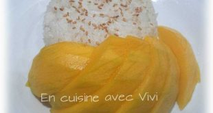 ingrédient pour recette du riz gluant au lait de coco et mangue